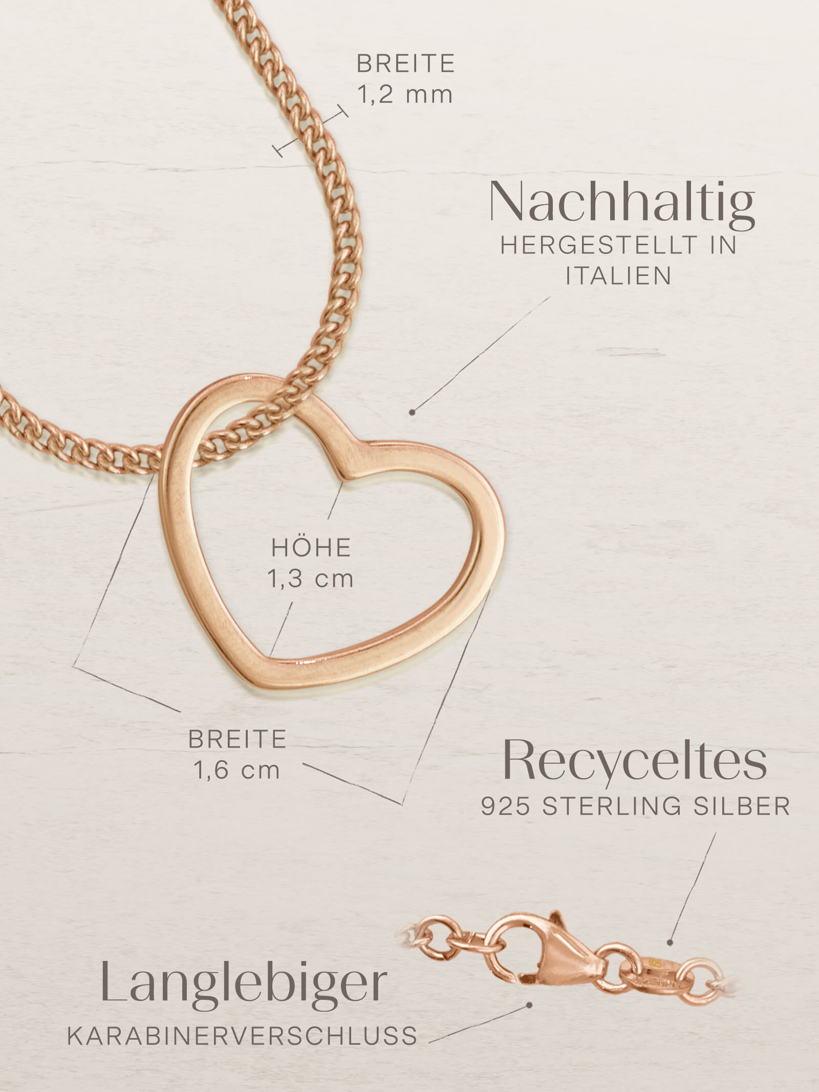 Kettenanhänger HEART Roségold Vergoldet