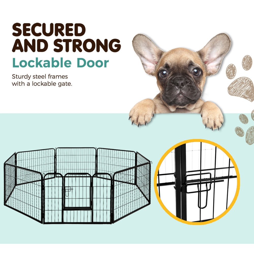 NNEDSZ 8 Panel Pet Dog Playpen Puppy Exercise Cage Enclosure Fence Play Pen 80x60cm