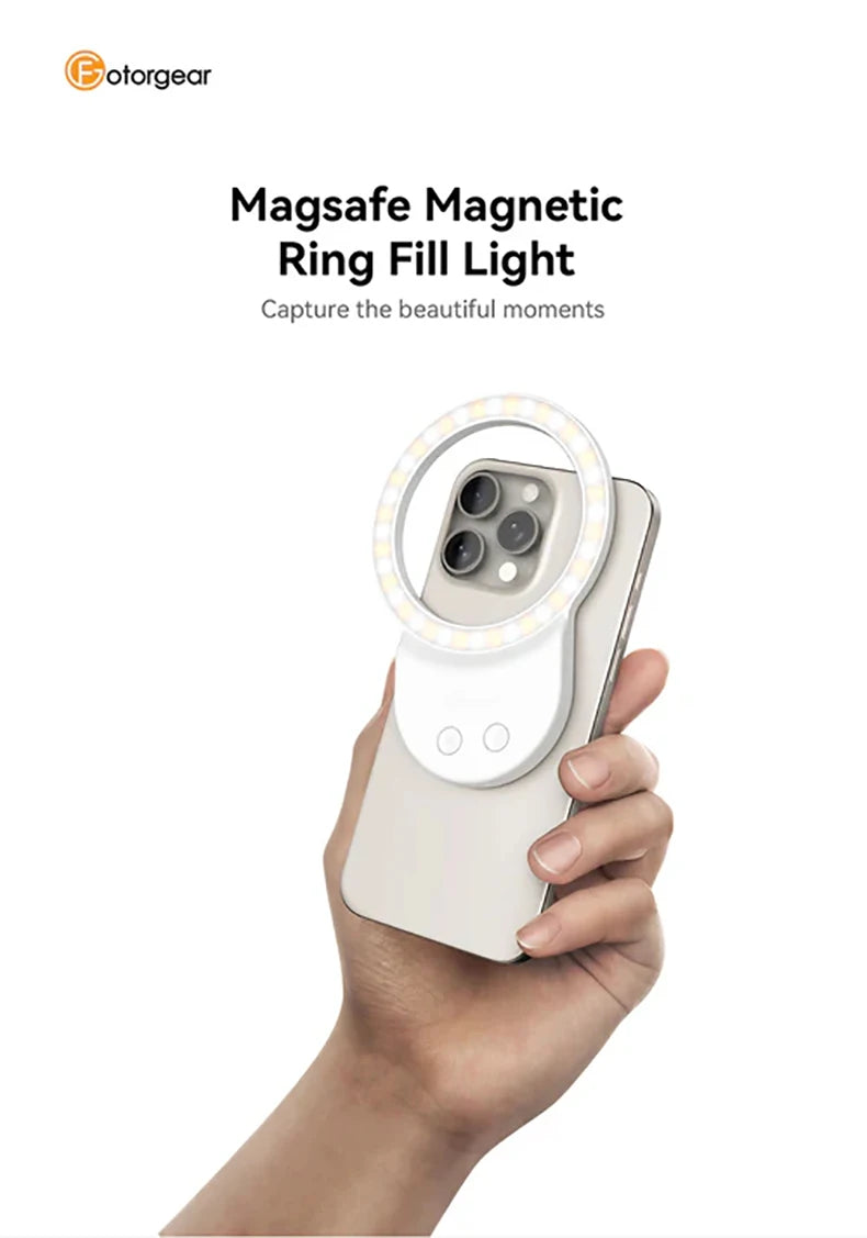 Fotorgear Magsafe Magnetic ring fill light 300 lumens 500mah Mini Portable All-roung Filling Light For Mobile Phone Photography