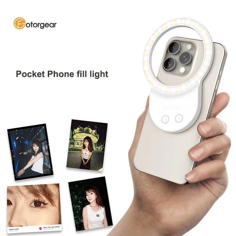 Fotorgear Magsafe Magnetic ring fill light 300 lumens 500mah Mini Portable All-roung Filling Light For Mobile Phone Photography
