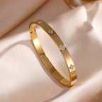ZAKOL 5/1pcs Sparkling Zirconia Inlaid Stainless Steel Bracelet Set for Women Stackable Bangles Fashion Non Fading Jewelry Gift