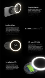 Fotorgear Magsafe Magnetic ring fill light 300 lumens 500mah Mini Portable All-roung Filling Light For Mobile Phone Photography